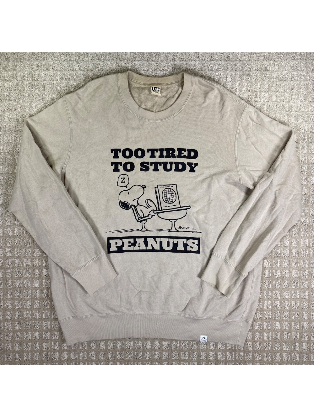 Uniqlo Peanuts Too Tired To Study Sweatshirt Xl